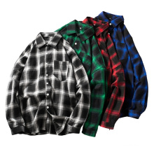 Men Fashion High Quality Long Sleeve Checked Casual Plaid Wholesale Factory Flannel Shirt